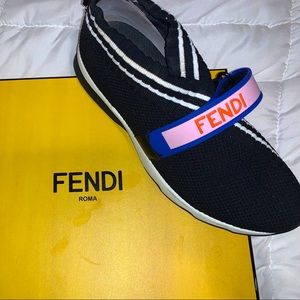 Fendi Rockoko Logo Touch Strap Sneakers | sz 8